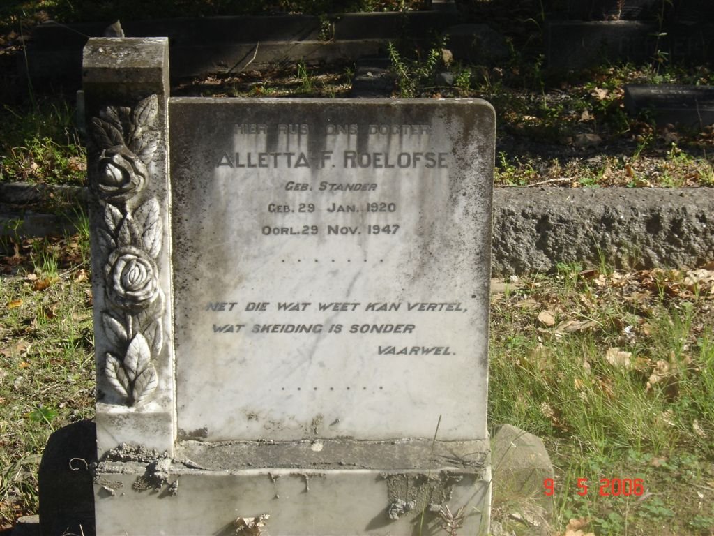 ROELOFSE Alletta nee STANDER 1920-1947