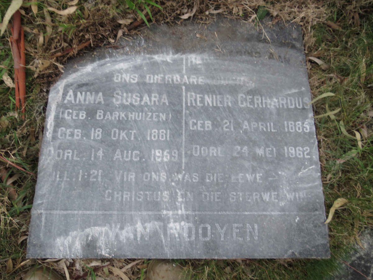 ROOYEN Renier Gerhardus, van 1885-1962 & Anna Susara BARKHUIZEN 1881-1959
