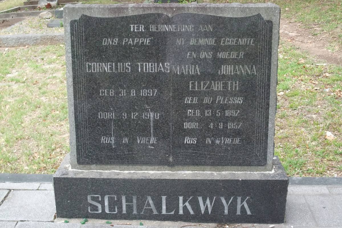 SCHALKWYK Cornelius Tobias 1897-1940 &amp; Maria Johanna DU PLESSIS 1897-1957
