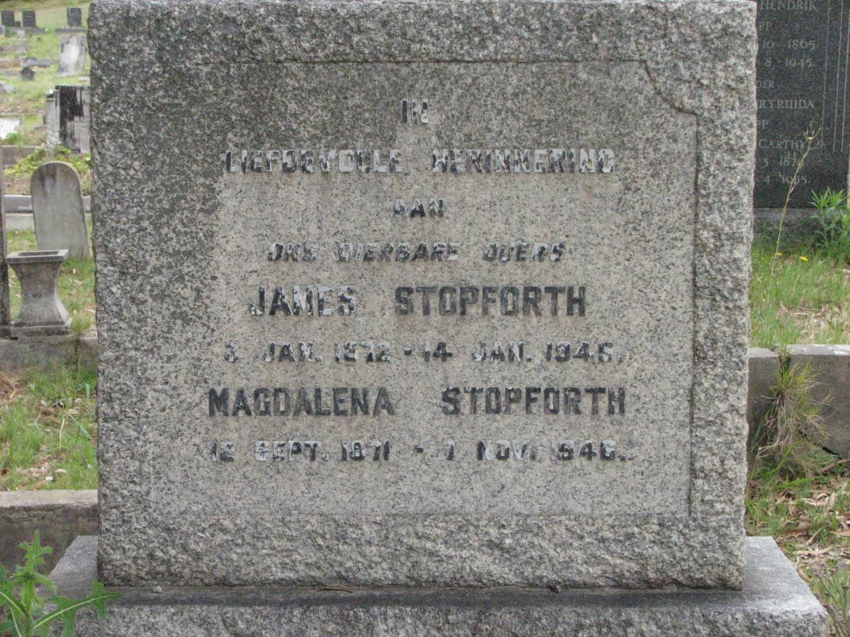STOPFORTH James 1872-1945 &amp; Magdalena 1871-1946