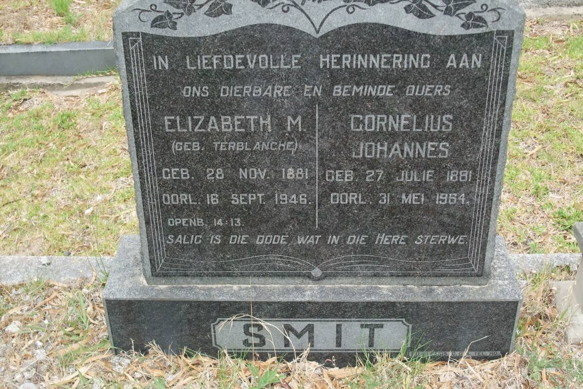 SMIT Cornelius Johannes 1881-1964 &amp; Elizabeth M. TERBLANCHE 1881-1946