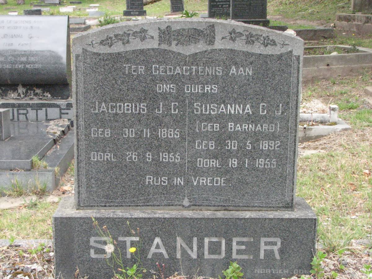 STANDER Jacobus J.C. 1885-1955 &amp; Susanna C.J. BARNARD 1892-1955