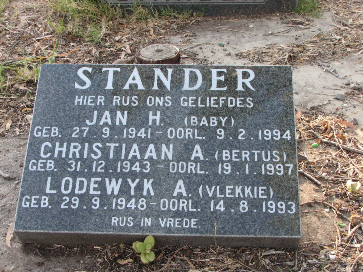 STANDER Jan H. 1941-1994 :: STANDER Christiaan A. 1943-1997 :: STANDER Lodewyk A. 1948-1993