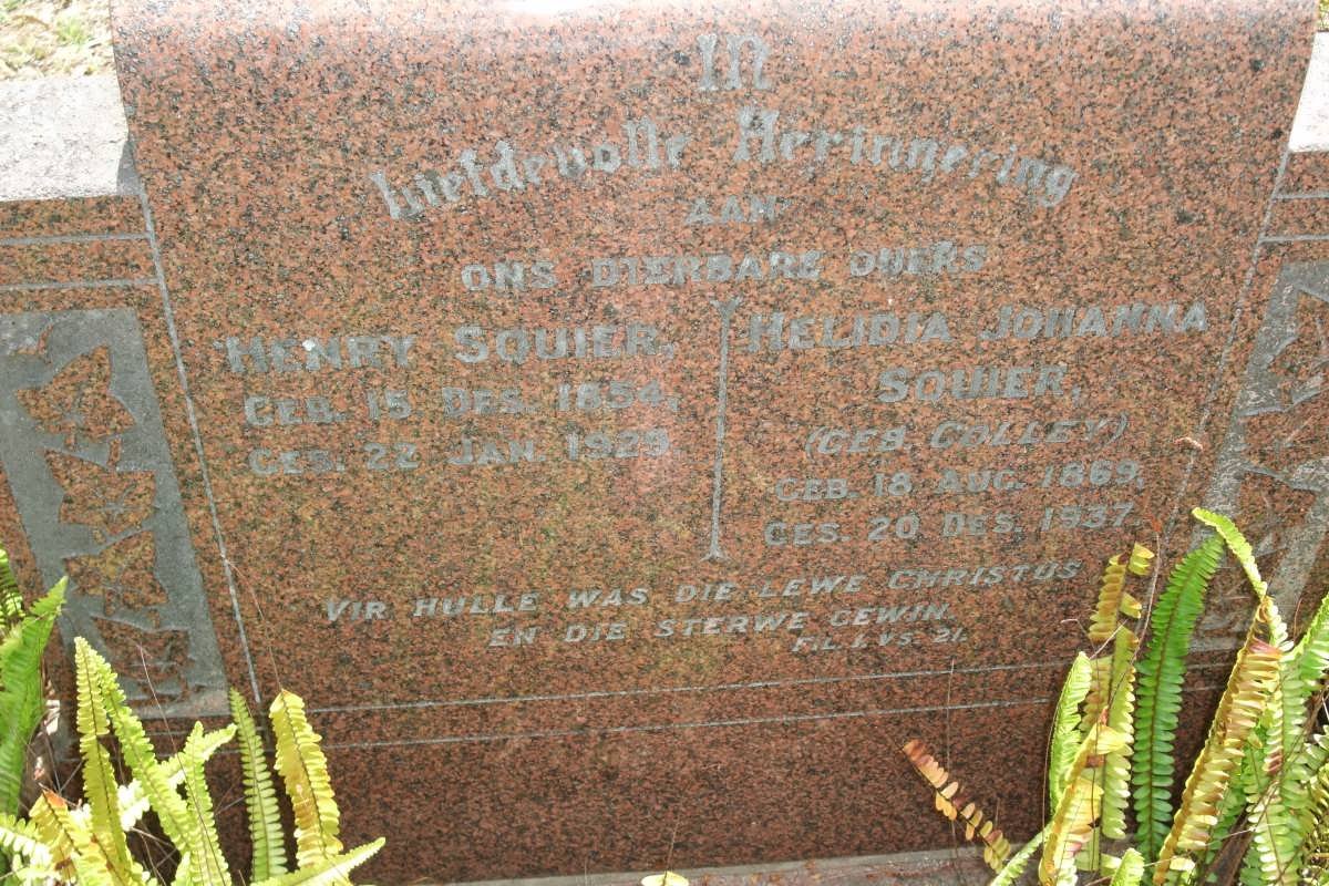 SQUIER Henry 1854-1929 &amp; Helidia Johanna COLLEY 1869-1937