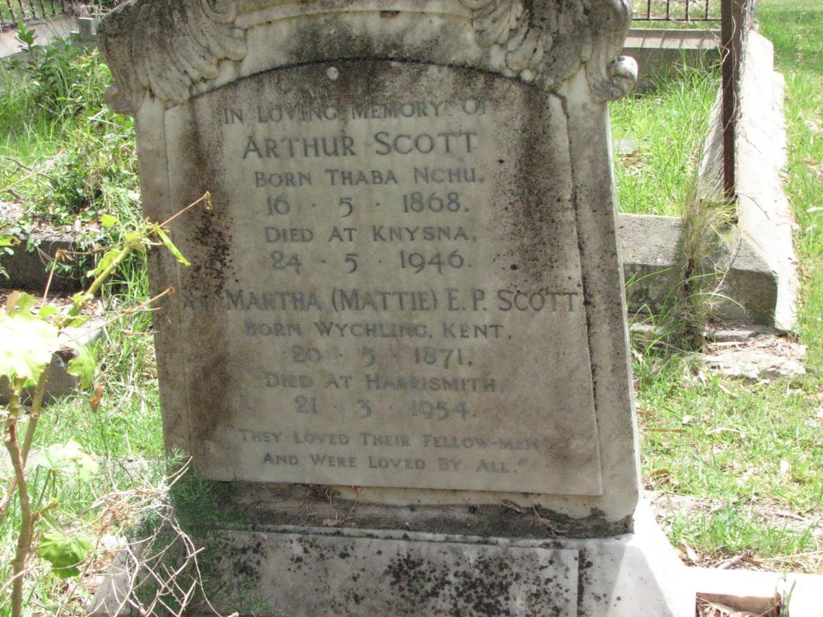SCOTT Arthur 1868-1946 &amp; Martha E.P. 1871-1954