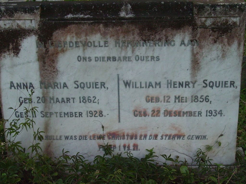 SQUIER William Henry 1856-1934 &amp; Anna Maria 1862-1928