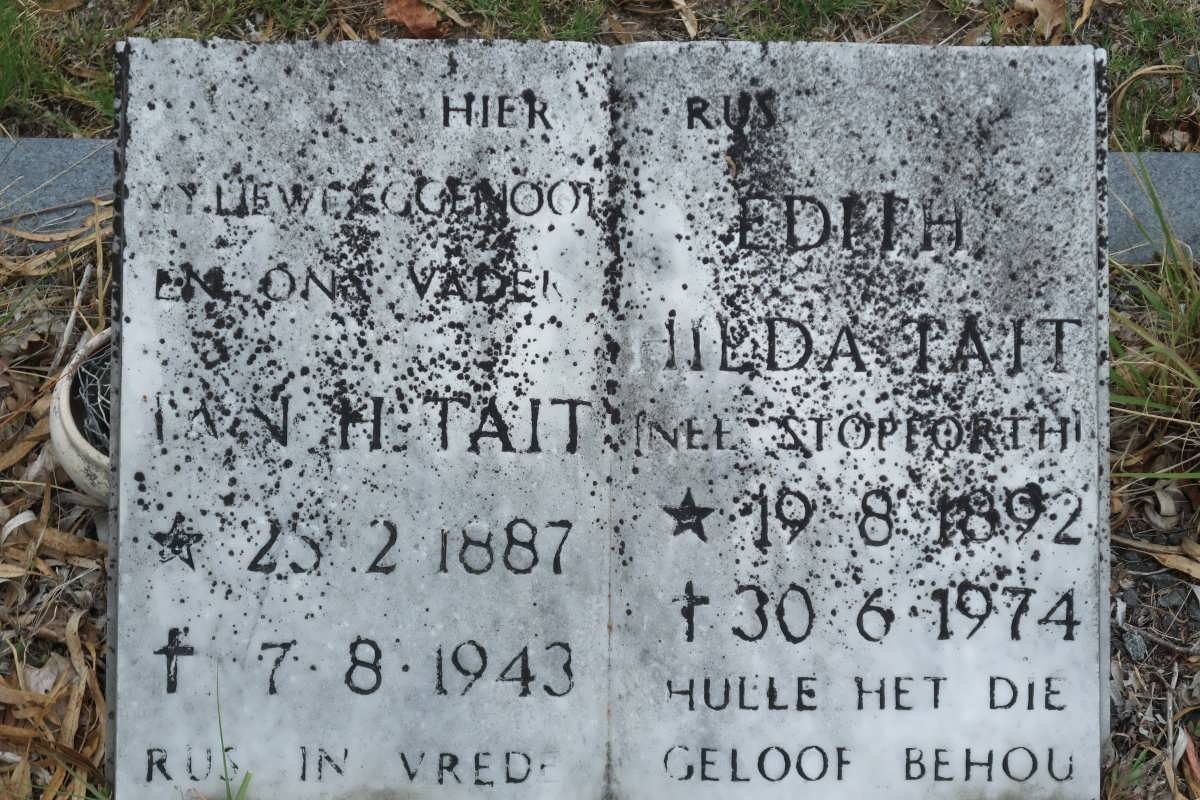 TAIT Ian H. 1887-1943 &amp; Hilda STOPFORTH 1892-1974