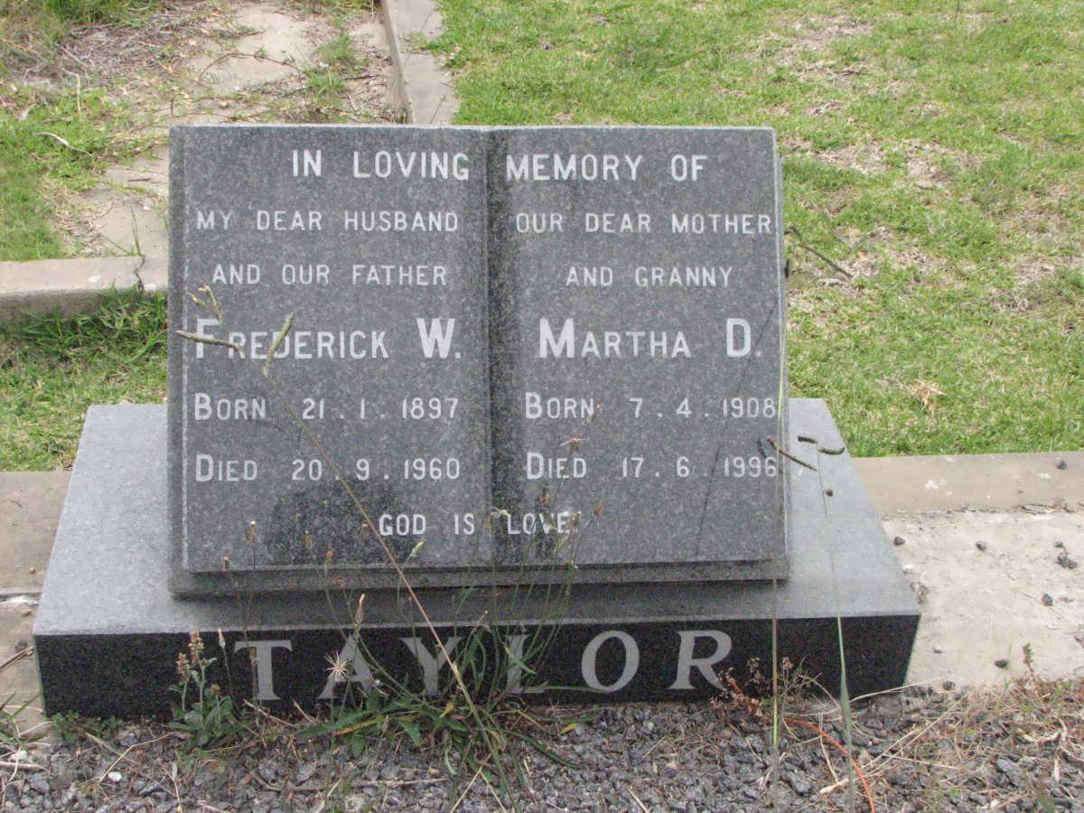 TAYLOR Frederik W. 1897-1960 &amp; Martha D. 1908-1996