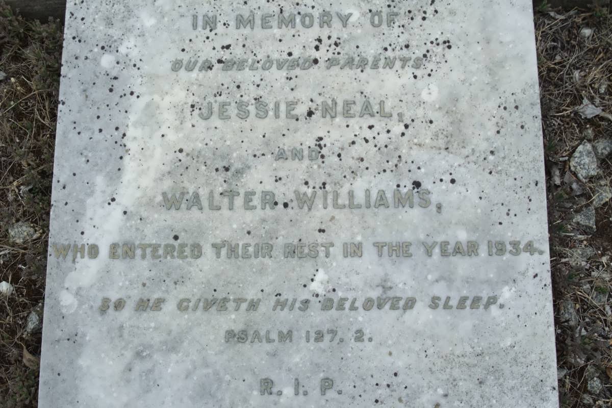 WILLIAMS Walter -1934 &amp; Jessie Neal -1934