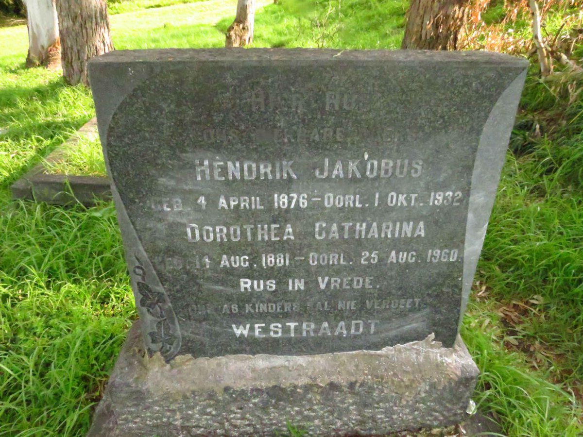 WESTRAADT Hendrik Jakobus 1876-1932 & Dorothea Catharina 1881-1960