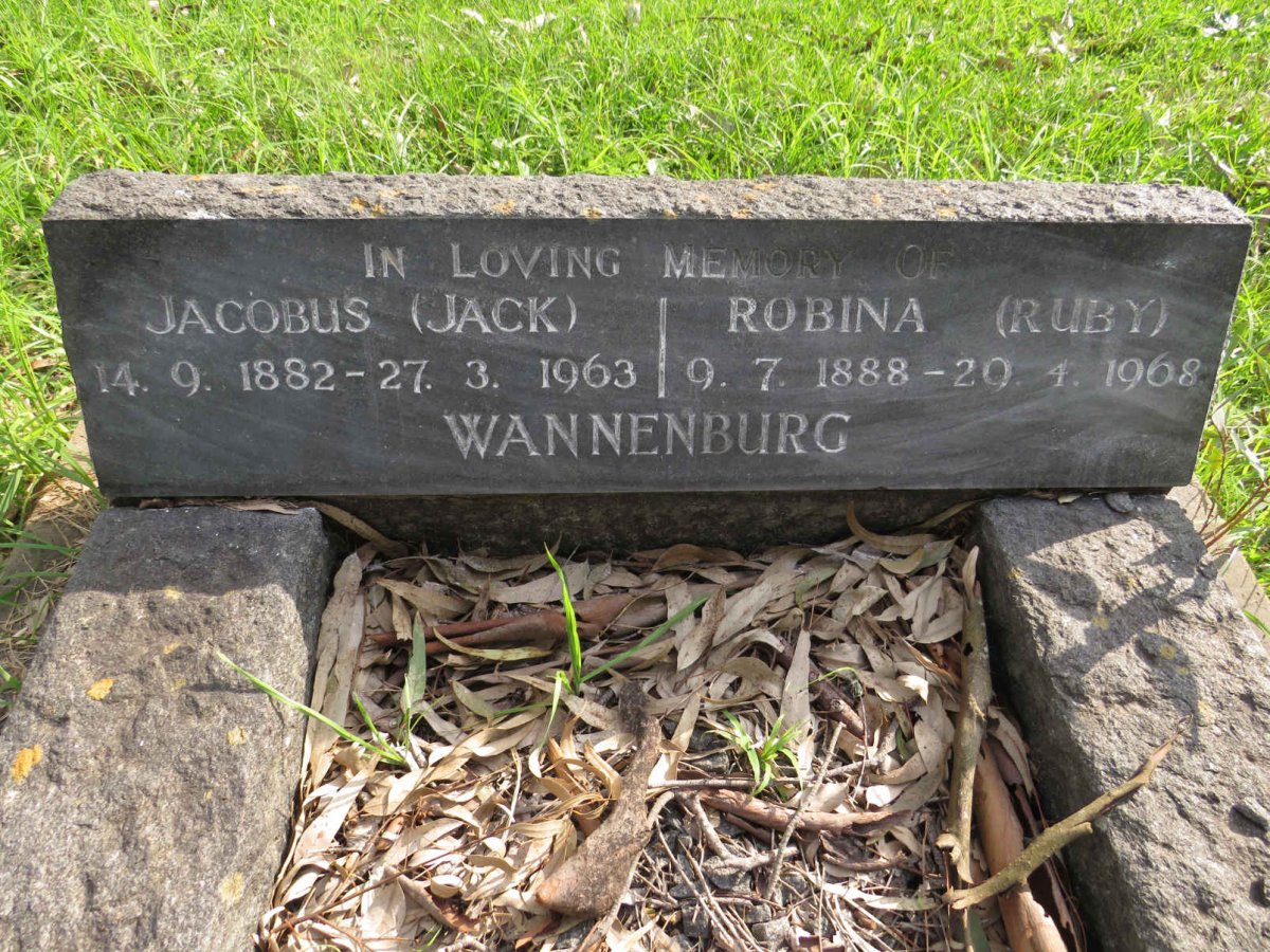 WANNENBURG Jacobus 1882-1963 & Rubina 1888-1968