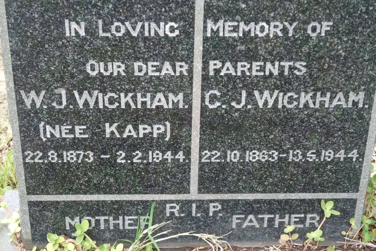 WICKHAM C.J. 1863-1944 &amp; W.J.KAPP 1873-1944