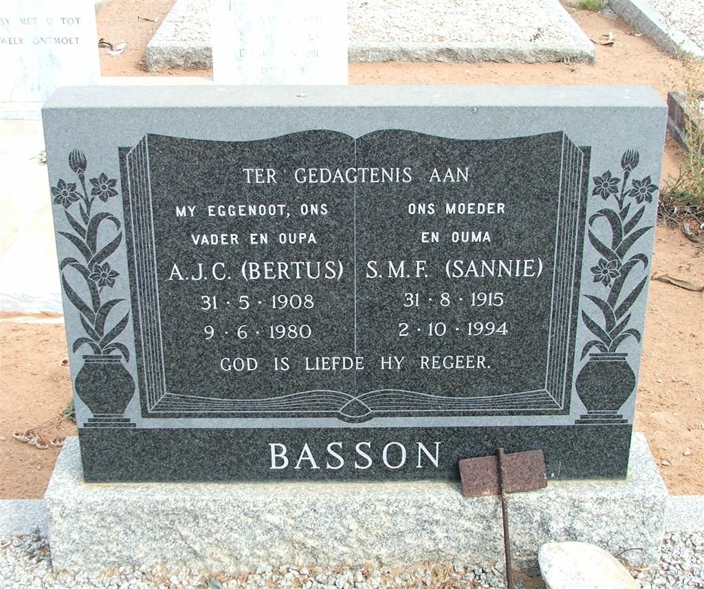 BASSON A.J.C. 1908-1980 &amp; S.M.F. 1915-1994