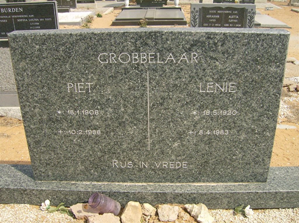 GROBBELAAR Piet 1906-1986 &amp; Lenie 1920-1983