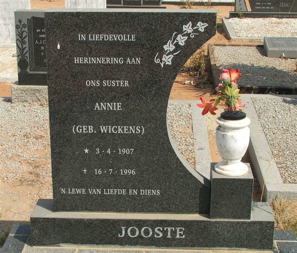 JOOSTE Annie nee WICKENS 1907-1996