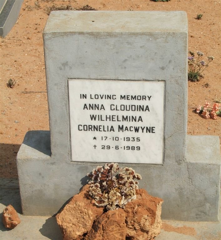 MACWYNE Anna Gloudina Wilhelmina Cornelia 1935-1989