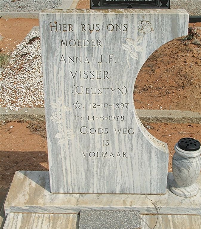 VISSER Anna J.F. nee GEUSTYN 1897-1978