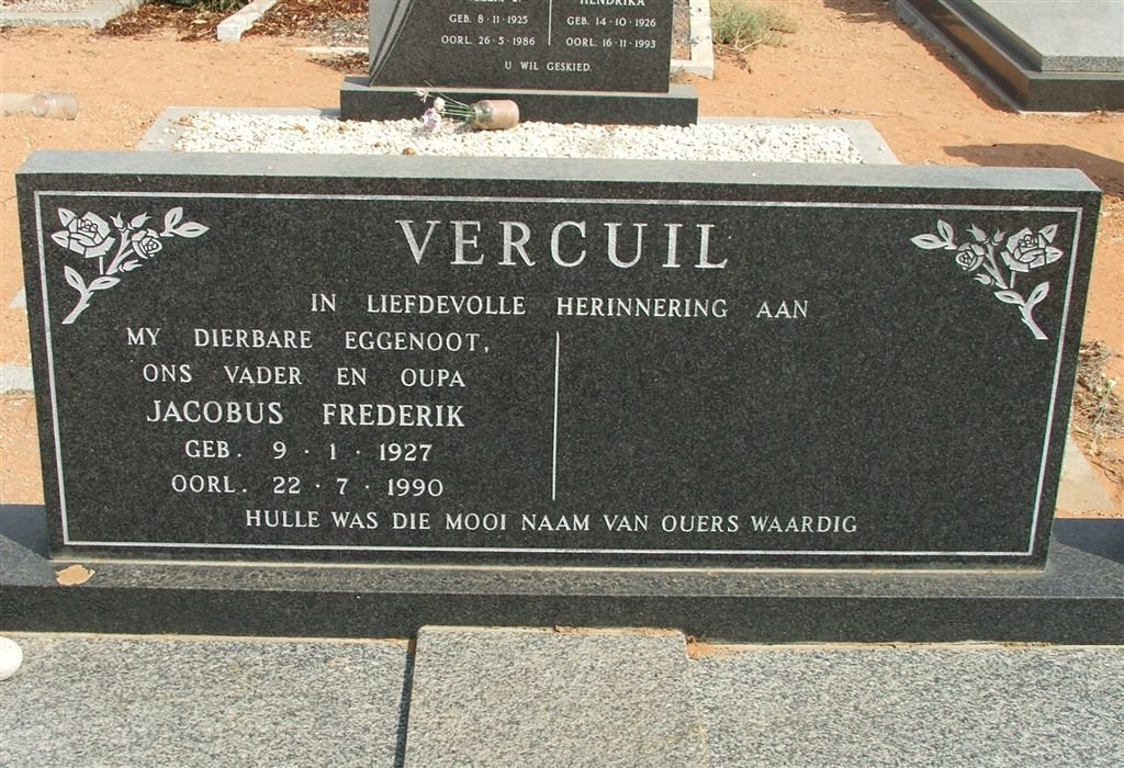 VERCUIL Jacobus Frederik 1927-1990