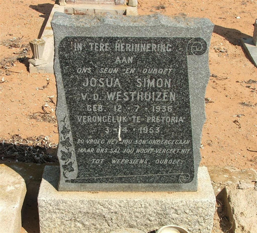 WESTHUIZEN Josua Simon, v.d 1936-1953