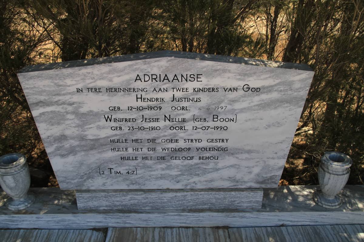 ADRIAANSE Hendrik Justinus 1909-1997 &amp; Winifred Jessie Nellie BOON 1910-1990