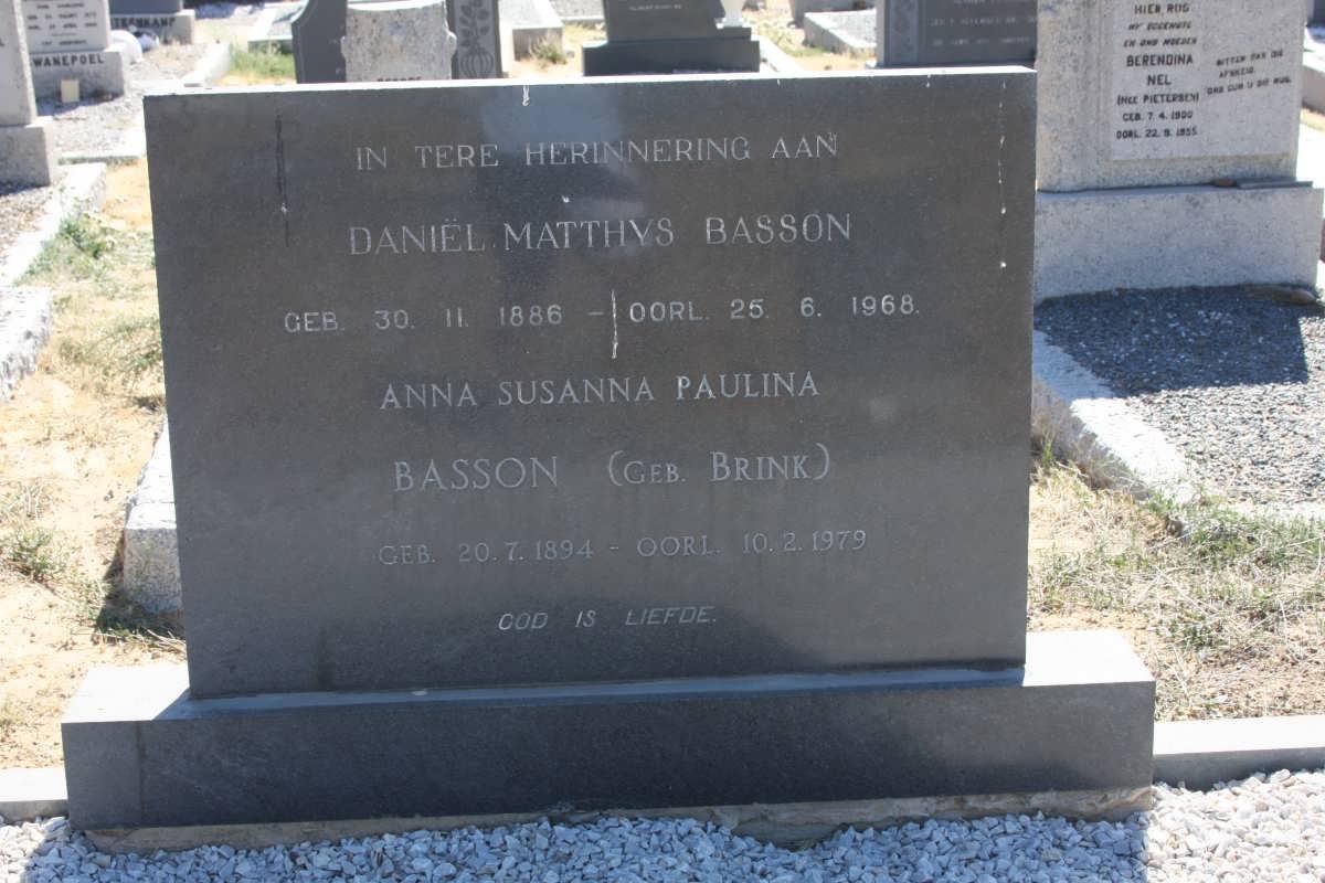 BASSON Daniel Matthys 1886-1968 &amp; Anna Susanna Paulina BRINK 1894-1979