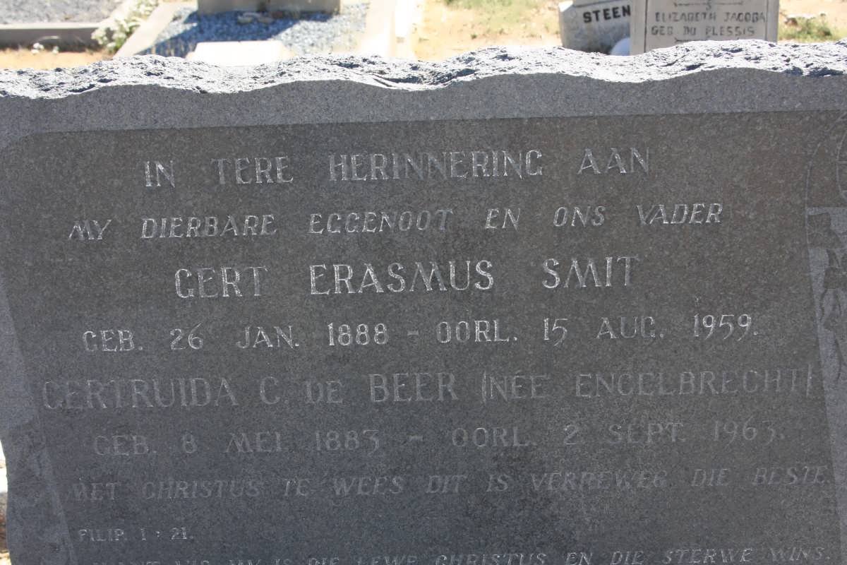 BEER Gert Erasmus Smit, de 1888-1959 &amp; Gertruida C. ENGELBRECHT 1883-1963