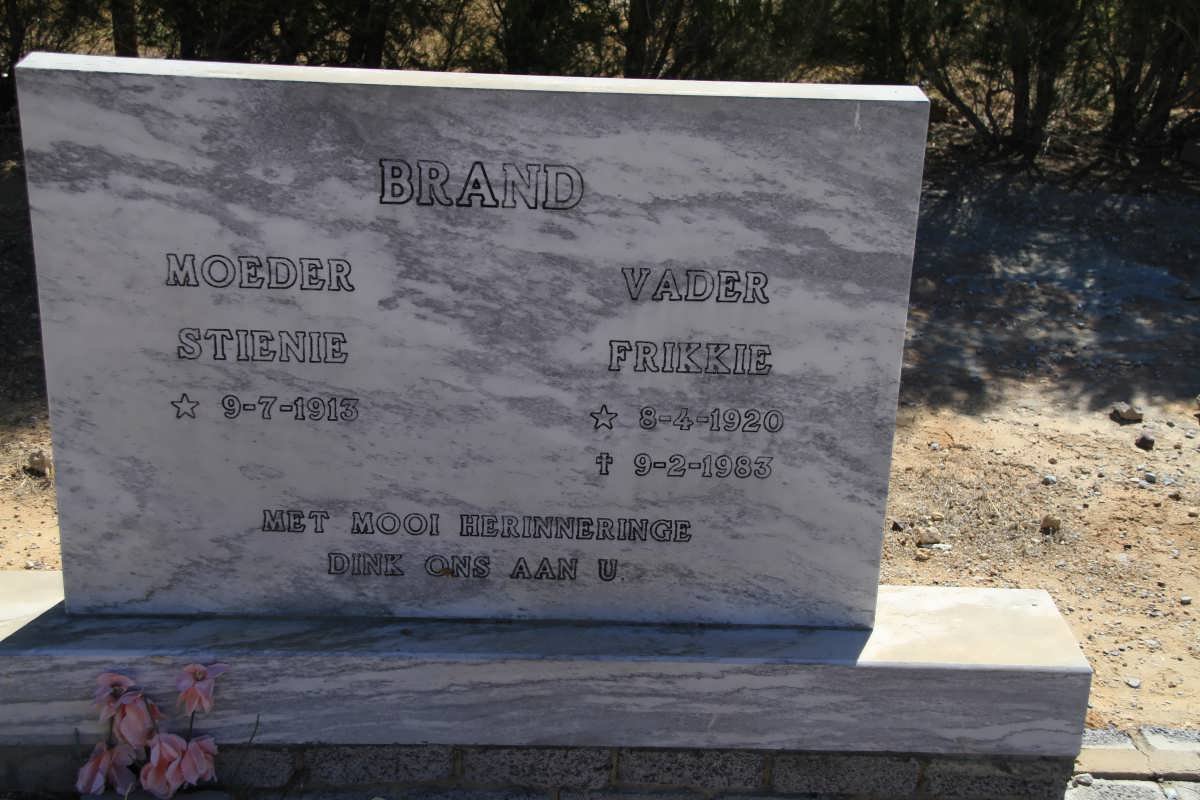 BRAND Frikkie 1920-1983 &amp; Stienie 1913-
