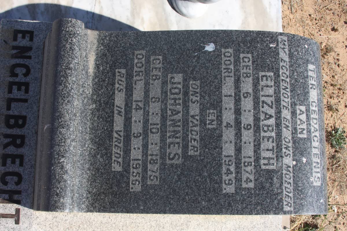 ENGELBRECHT Johannes 1875-1956 &amp; Elizabeth 1874-1949