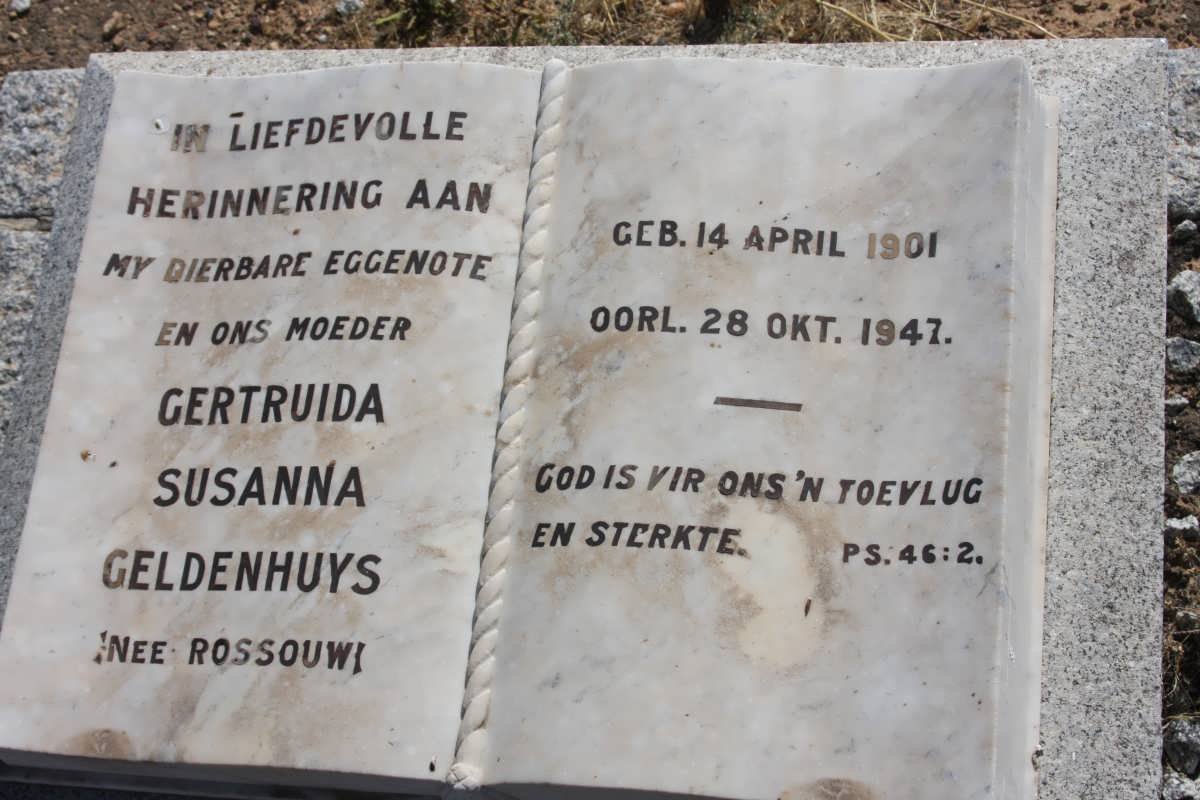 GELDENHUYS Gertruida Susanna nee ROSSOUW 1901-1947