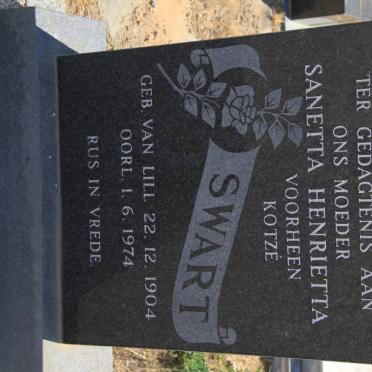 SWART Sanetta Henrietta formerly KOTZE nee VAN LILL 1904-1974