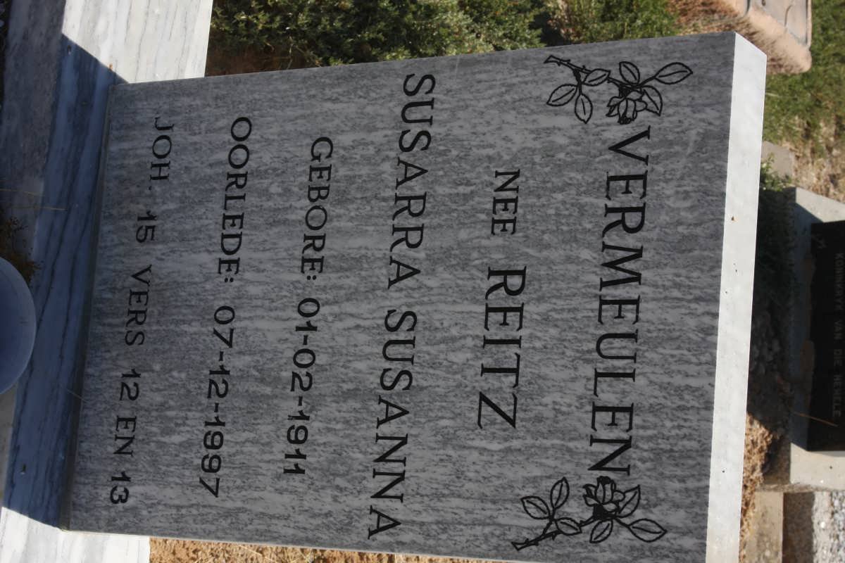 VERMEULEN Susarra Susanna nee REITZ 1911-1997
