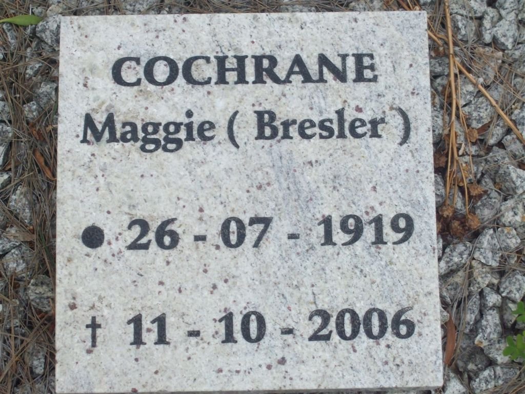 COCHRANE Maggie voorheen BRESLER 1919-2006