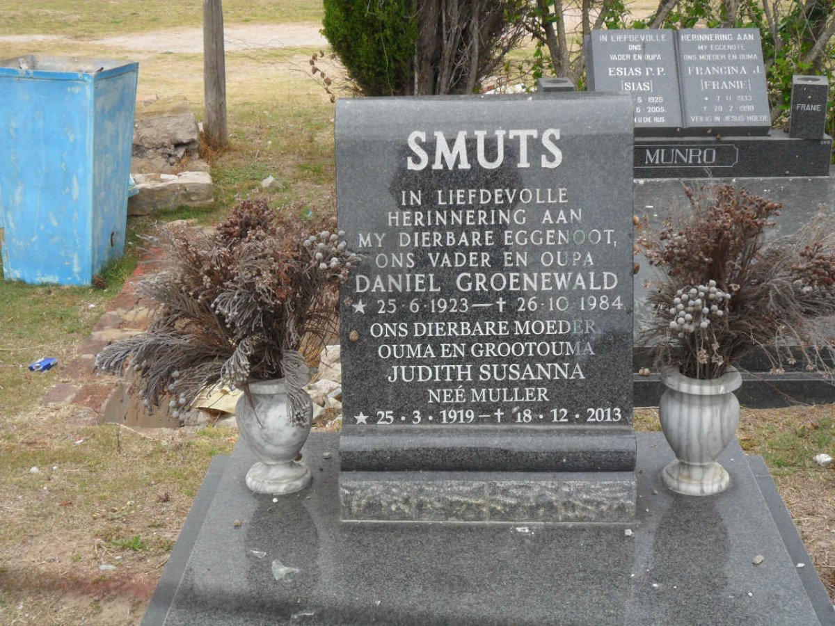 SMUTS Daniel Groenewald 1923-1984 &amp; Judith Susanna MULLER 1919-2013