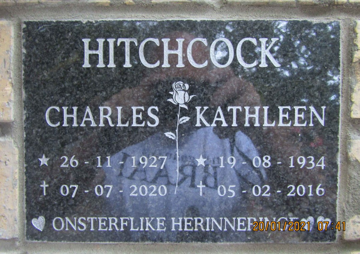HITCHCOCK Charles 1927-2020 &amp; Kathleen 1934-2016