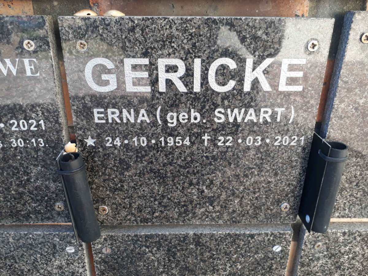 GERICKE Erna nee SWART 1954-2021