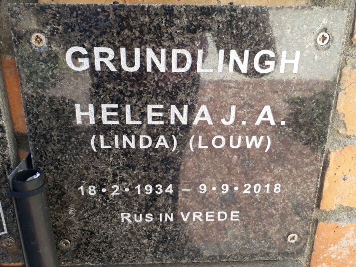 GRUNDLINGH Helena J.A. nee LOUW 1934-2018