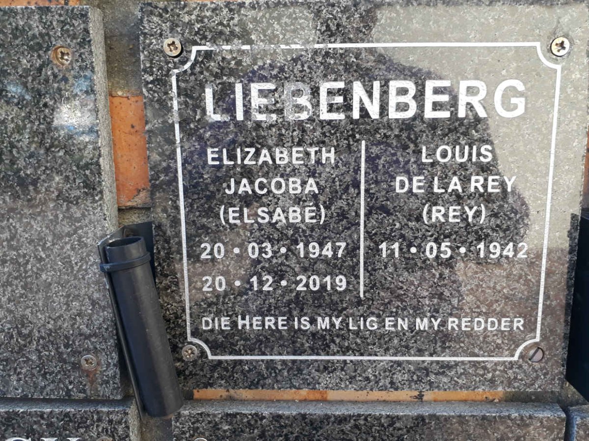 LIEBENBERG Louis De La Rey 1942- &amp; Elizabeth Jacoba 1947-2019