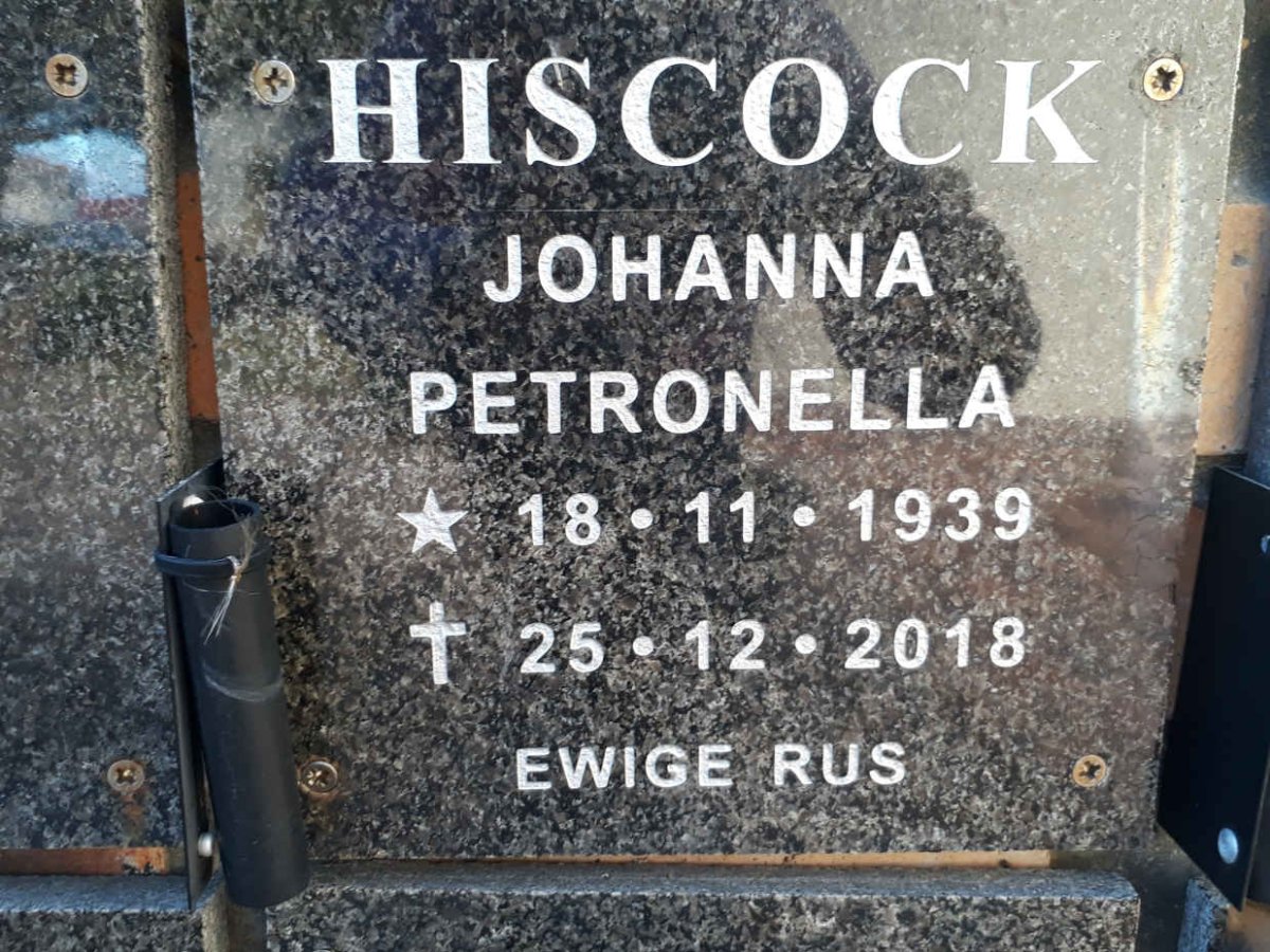 HISCOCK Johanna Petronella 1939-2018