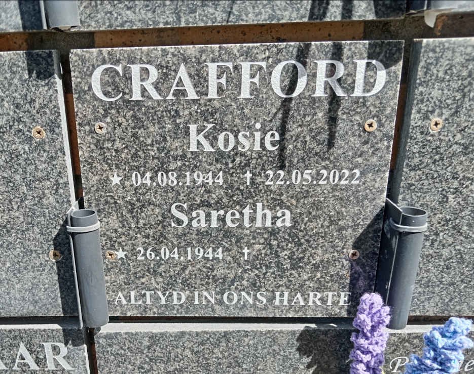 CRAFFORD Kosie 1944-2022 & Saretha 1944-