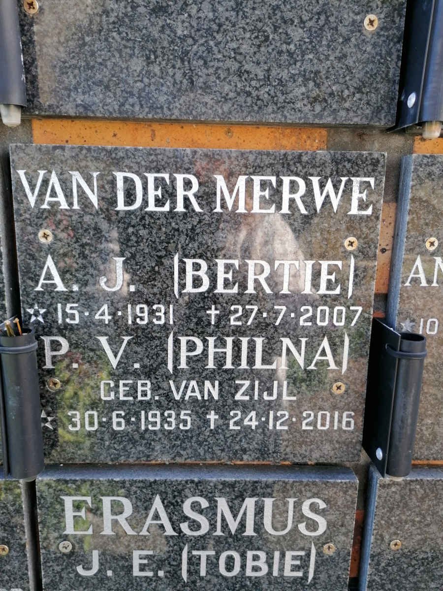 MERWE A.J., van der 1931-2007 &amp; P.V. VAN ZIJL 1935-2016