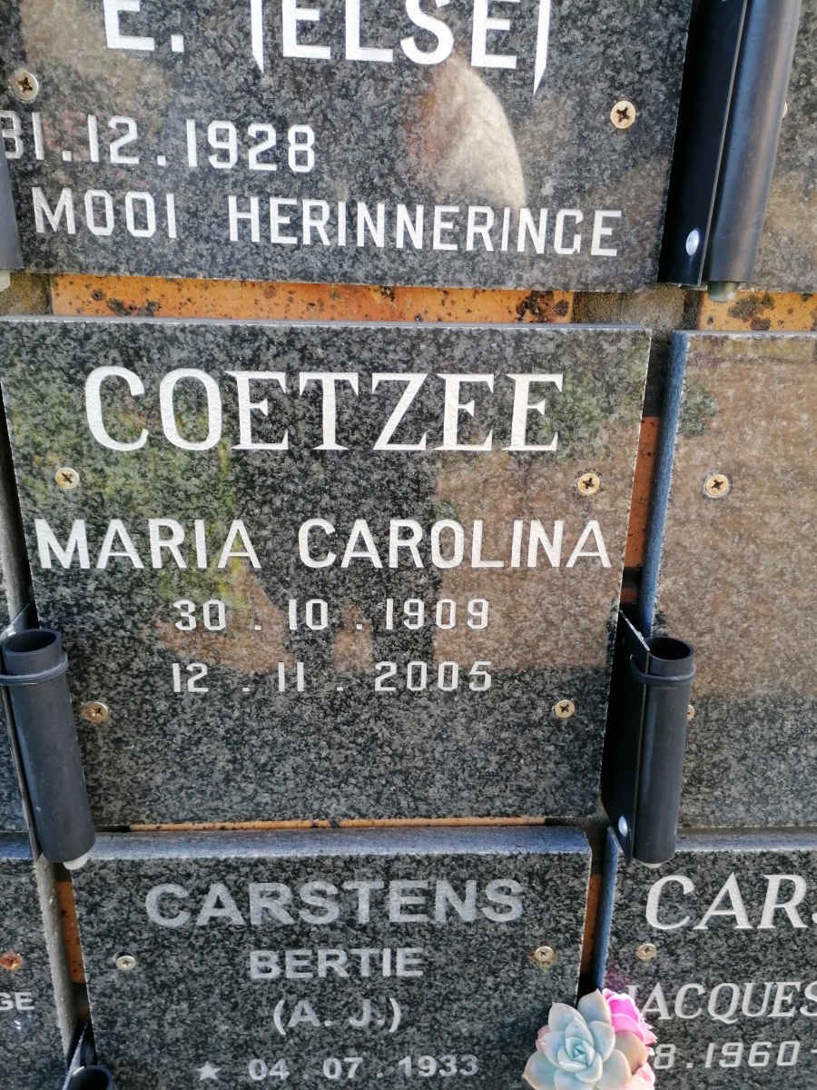 COETZEE Maria Carolina 1909-2005