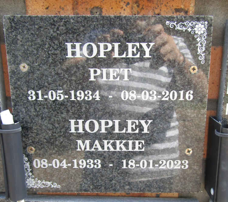 HOPLEY Piet 1934-2016 & Makkie 1933-2023