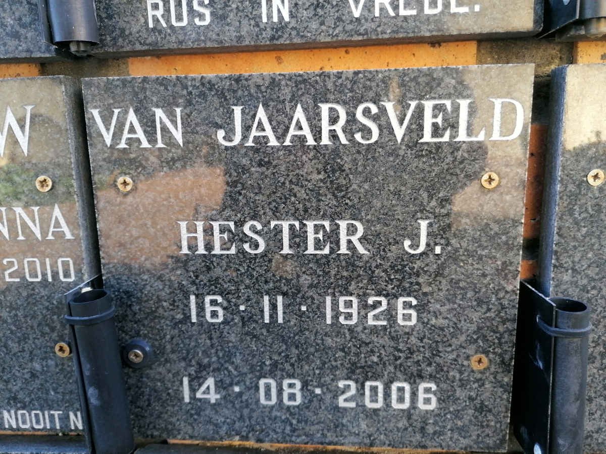 JAARSVELD Hester J., van 1926-2006