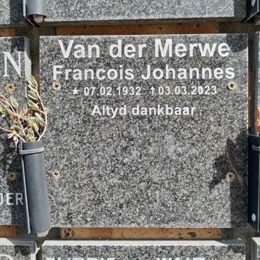 MERWE Francois Johannes, van der 1932-2023 