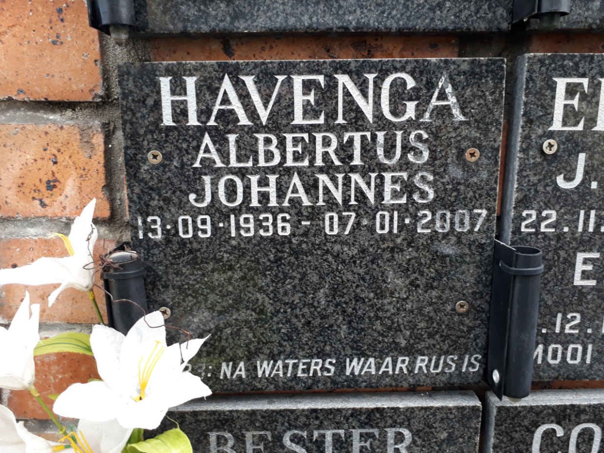 HAVENGA Albertus Johannes 1936-2007
