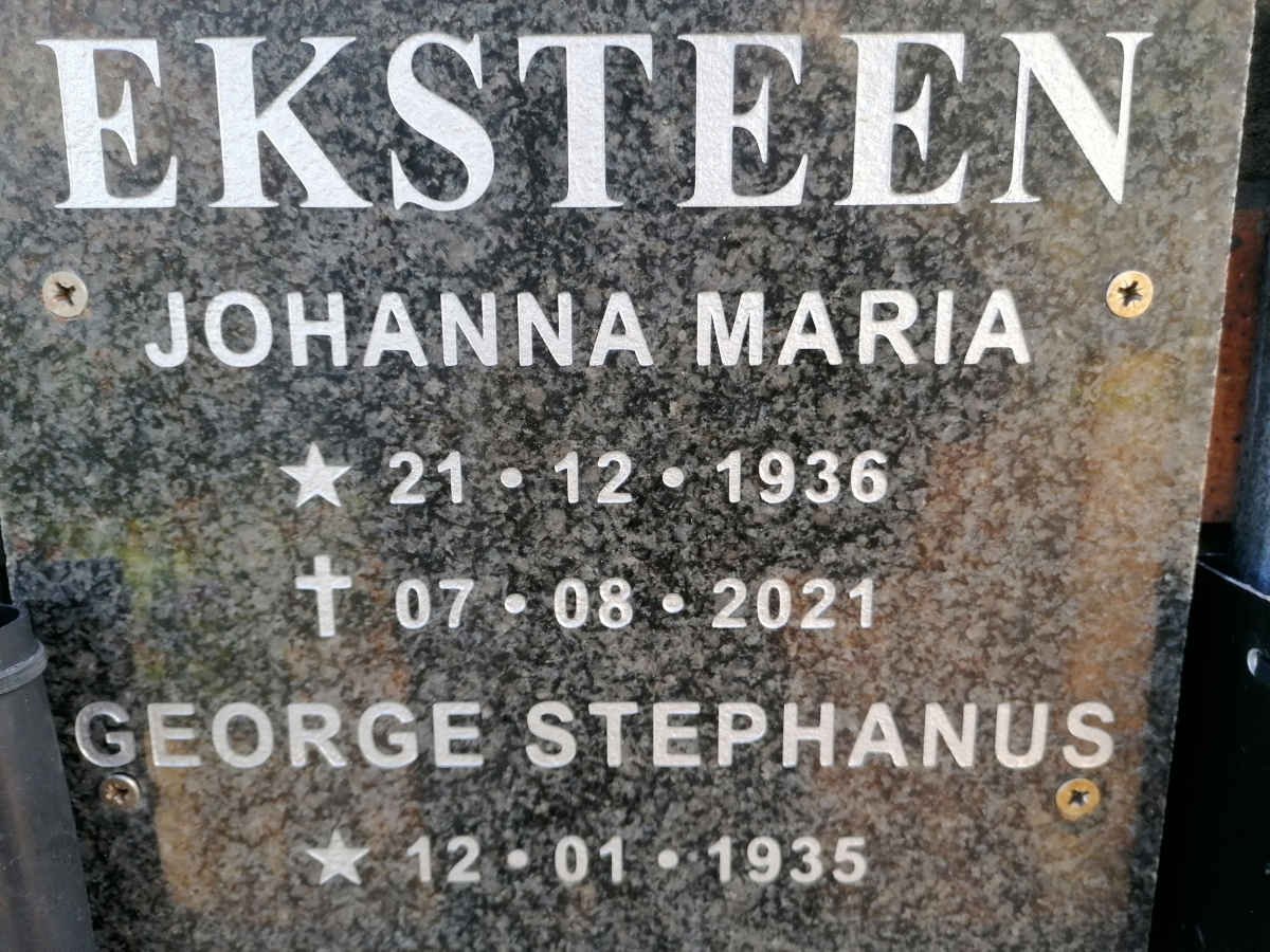 EKSTEEN George Stephanus 1935- &amp; Johanna Maria 1936-2021