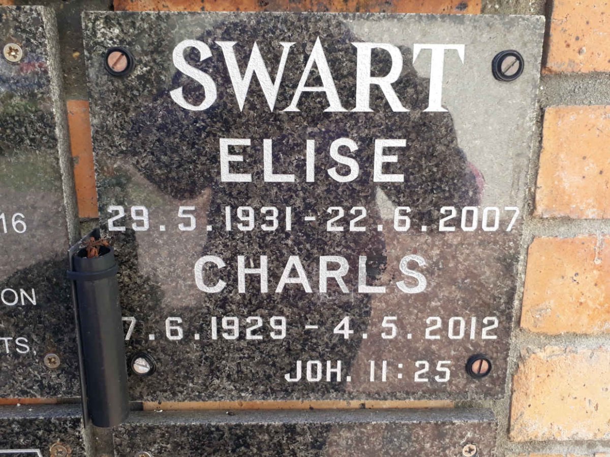 SWART Charls 1929-2012 &amp; Elise 1931-2007