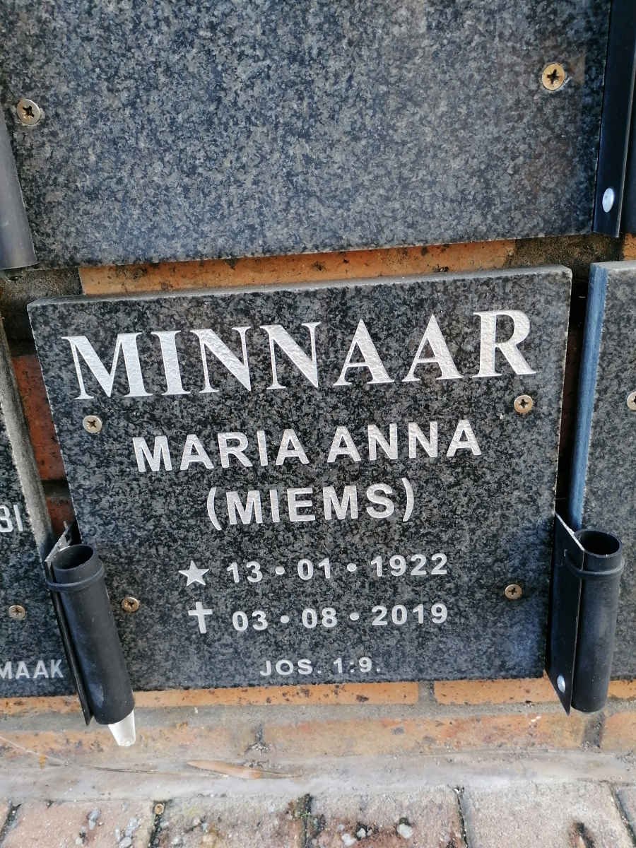 MINNAAR Maria Anna 1922-2019