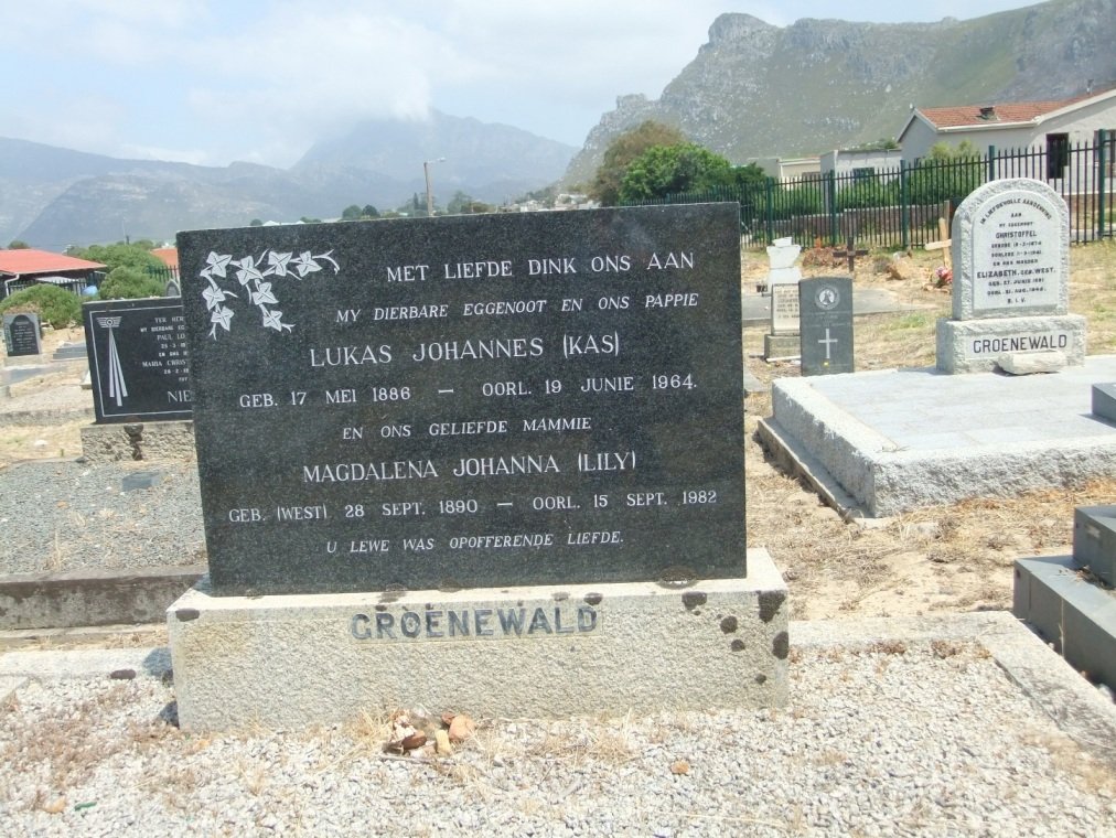 GROENEWALD Lukas Johannes 1886-1964 &amp; Magdalena Johanna WEST 1890-1982