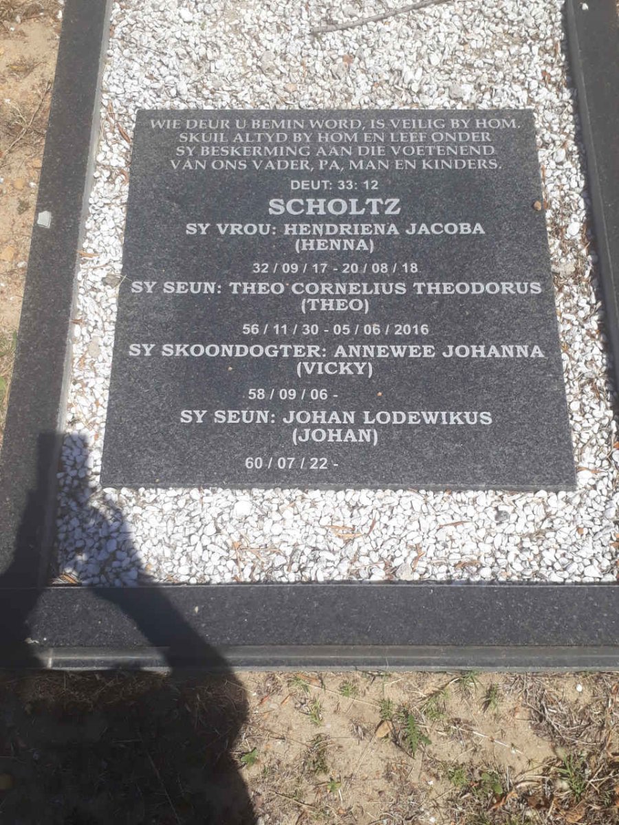 SCHOLTZ P.A. 1931-2010 &amp; Hendriena Jacoba 1932-2020